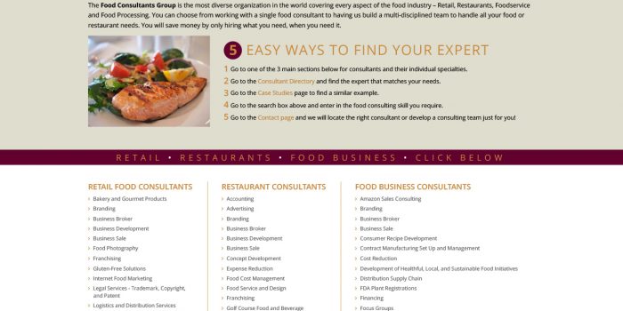 food business web site by The Graphic Element