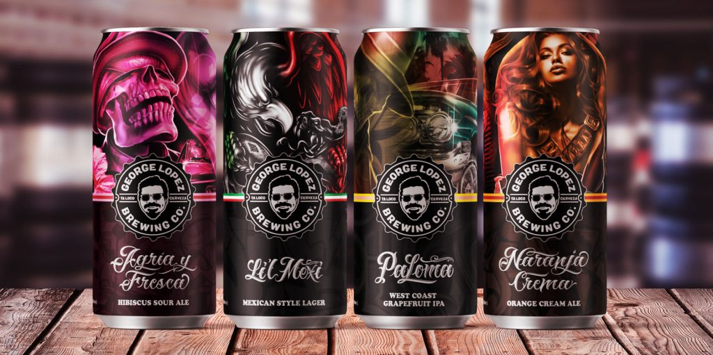 Package design for George Lopez Brewing Co.