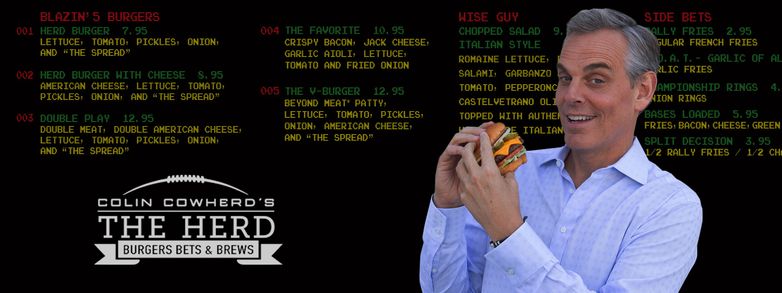 Colin Cowherd The Herd Burger and Menu