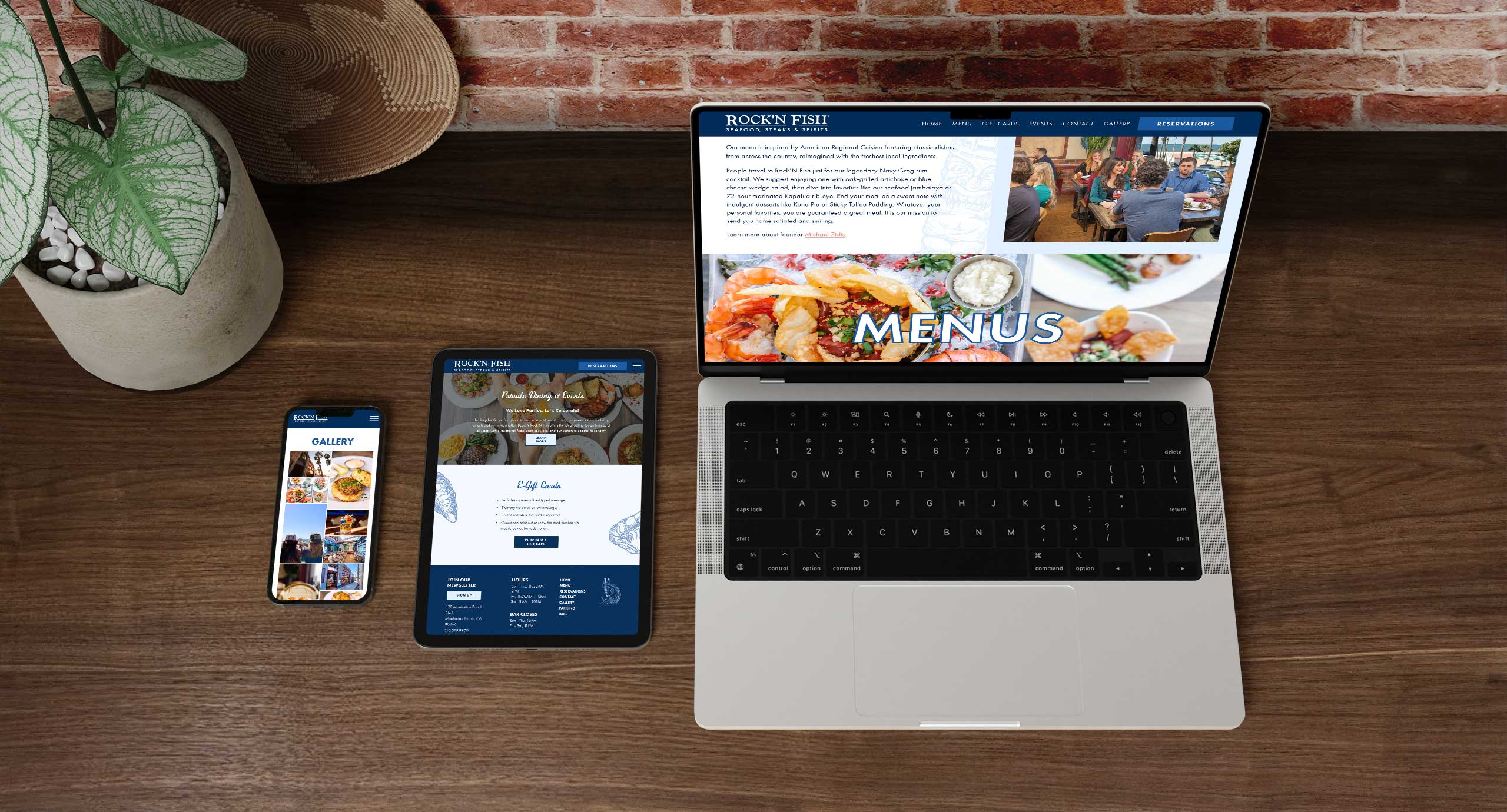 Responsive Rock'N Fish website on various devices